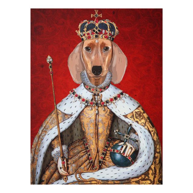 Red print Animal Portrait - Dachshund Queen