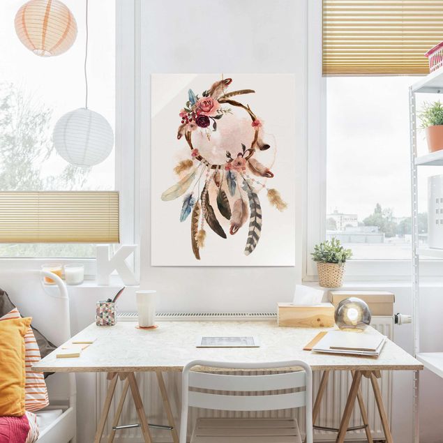 Kitchen Dream Catcher With Roses And Feathers