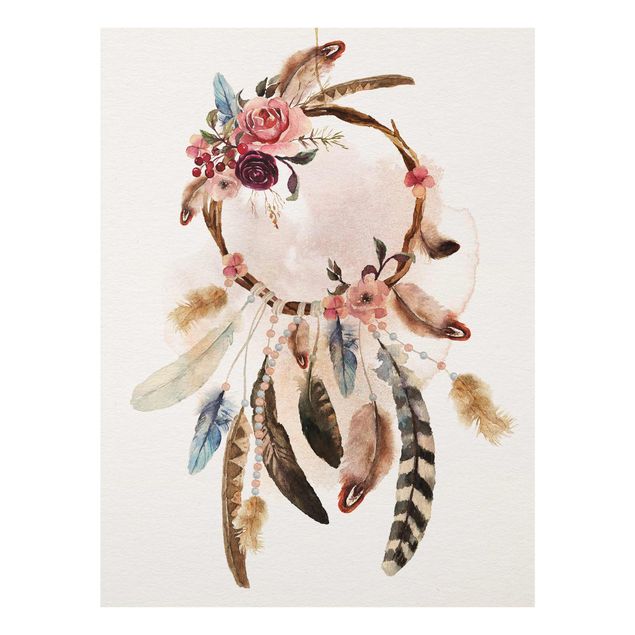 Prints modern Dream Catcher With Roses And Feathers