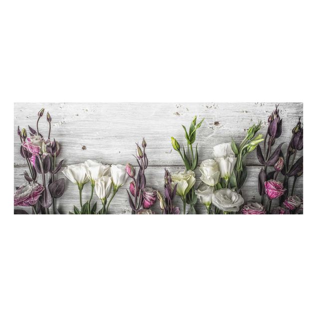 Floral picture Tulip Rose Shabby Wood Look