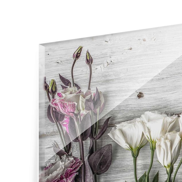 Glas Magnetboard Tulip Rose Shabby Wood Look