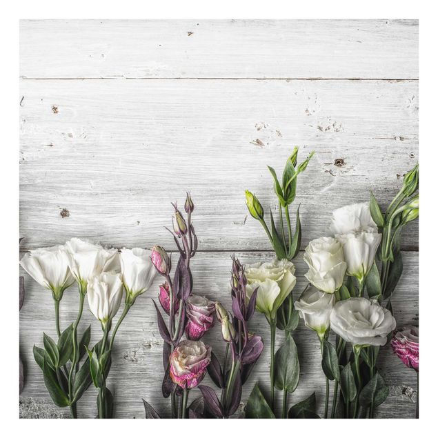 Floral picture Tulip Rose Shabby Wood Look