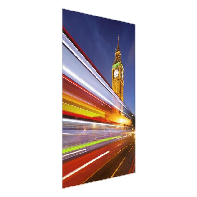 Glass prints architecture and skylines Traffic in London at the Big Ben at night