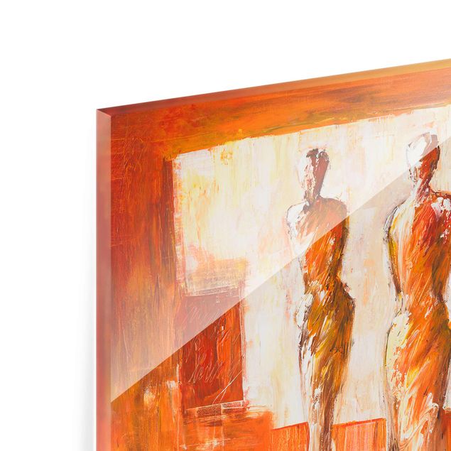 Glas Magnetboard Petra Schüßler - Four Figures In Orange