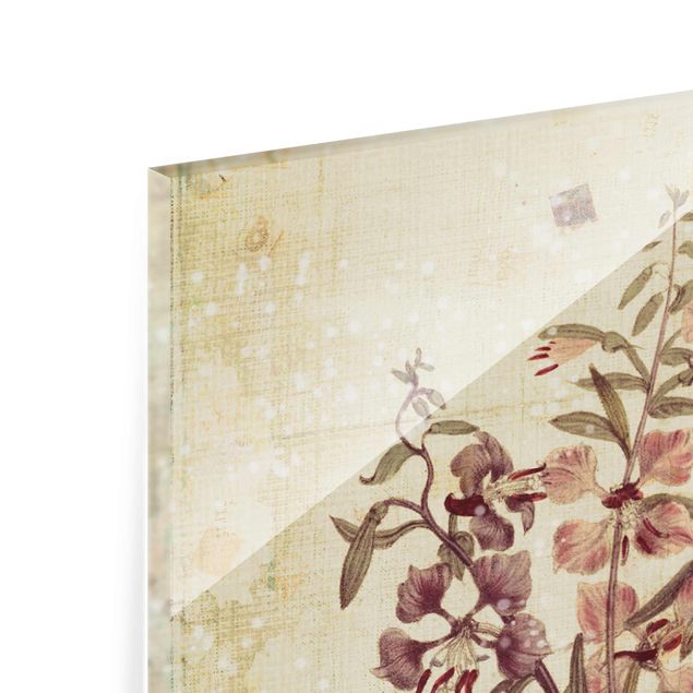 Glass print - Vintage Floral Linen Look