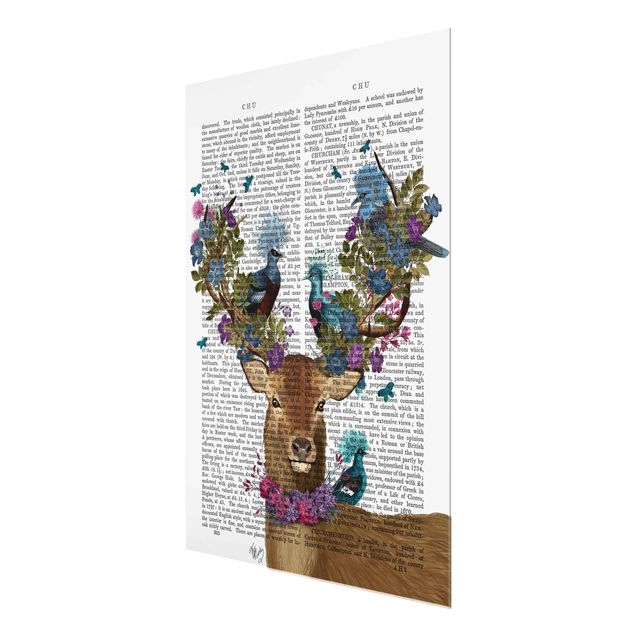 Prints multicoloured Fowler - Deer With Pigeons