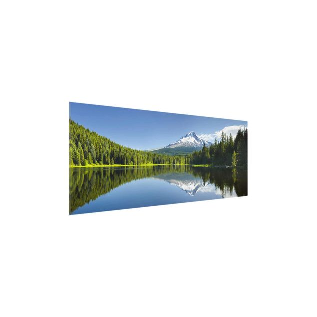 Glass prints landscape Volcano With Water Reflection