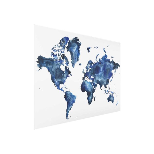 Modern art prints Water World Map Light
