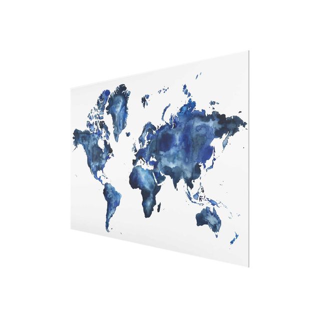 Prints Water World Map Light