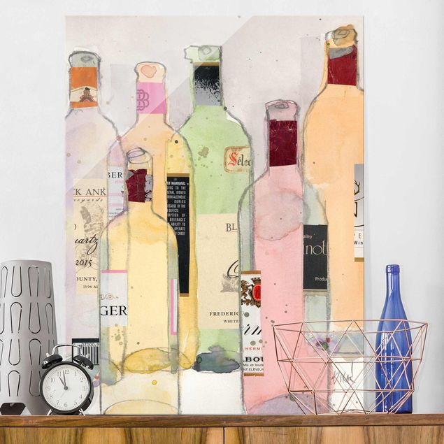 Kitchen Wine Bottles In Watercolour I