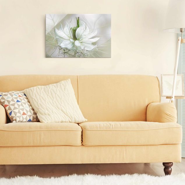 Glass prints flower White Nigella