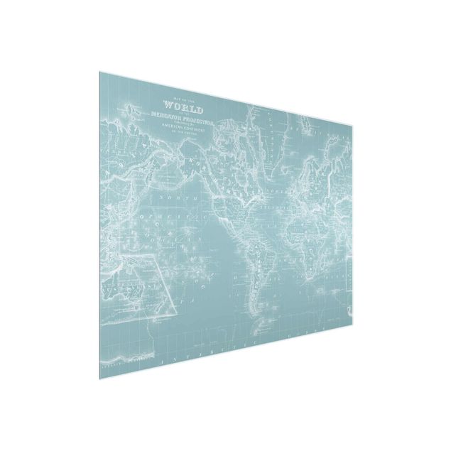 Modern art prints World Map In Ice Blue