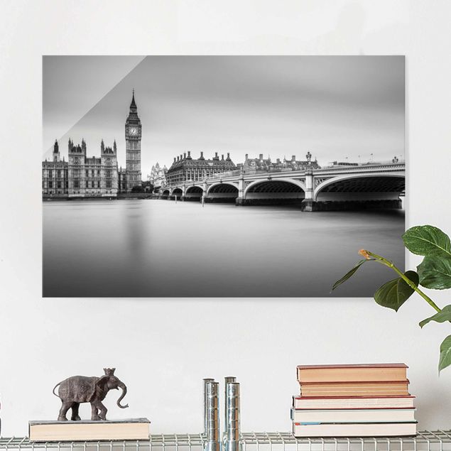 Glass prints London Westminster Bridge And Big Ben