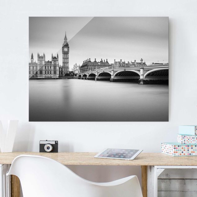 Glass prints London Westminster Bridge And Big Ben