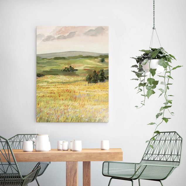 Glass prints landscape Meadow In The Morning I
