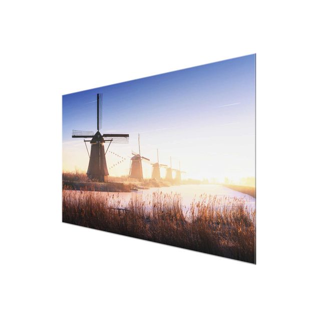 Magnettafel Glas Windmills Of Kinderdijk
