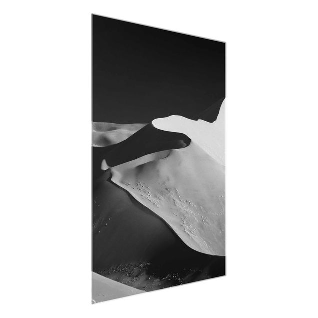 Glass prints black and white Desert - Abstract Dunes