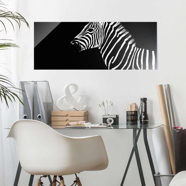 Glass prints black and white Zebra Safari Art