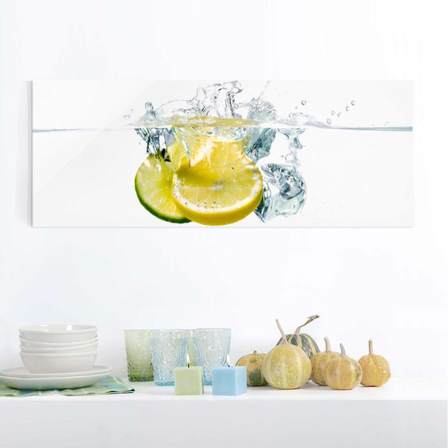 Glass prints flower Lemon And Lime In Water