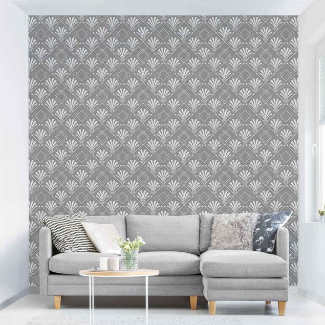Geometric shapes wallpaper Glitter Look With Art Deko On Grey Backdrop