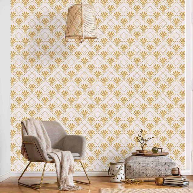 Geometric shapes wallpaper Glitter Optic With Art Deco Pattern In Gold