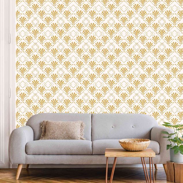Gold wallpapers Glitter Optic With Art Deco Pattern In Gold