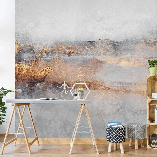 Wallpapers modern Gold Grey Fog