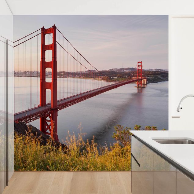 blue wall mural Golden Gate Bridge In San Francisco