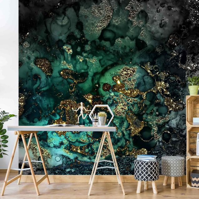 Modern wallpaper designs Golden Sea Islands Abstract