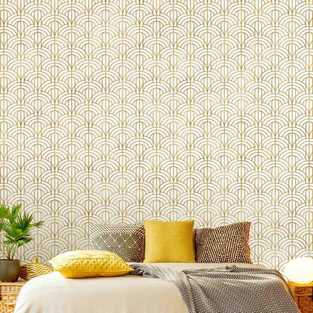 Retro wallpaper Golden Art Deco Pattern XXL