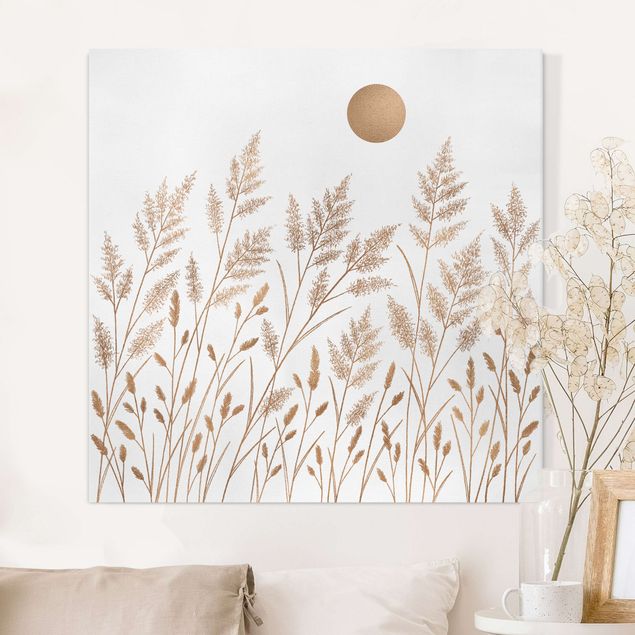 Canvas prints grasses Grasses And Moon In Gold