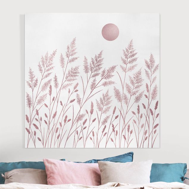 Canvas prints grasses Grasses And Moon In Coppery