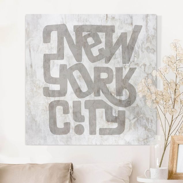 New York skyline canvas Graffiti Art Calligraphy New York City