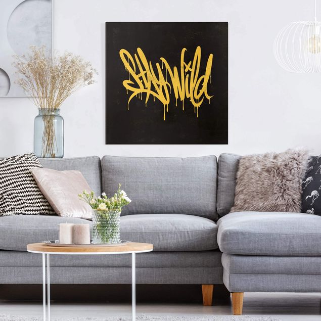 Inspirational quotes on canvas Graffiti Art Stay Wild