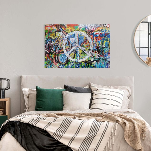 Canvas quotes Graffiti Wall Peace Sign