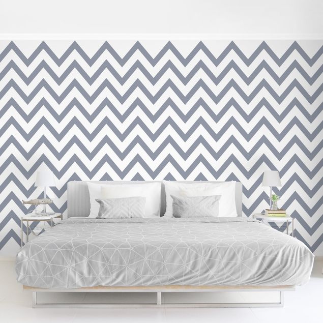 Geometric shapes wallpaper Grey White Zigzag