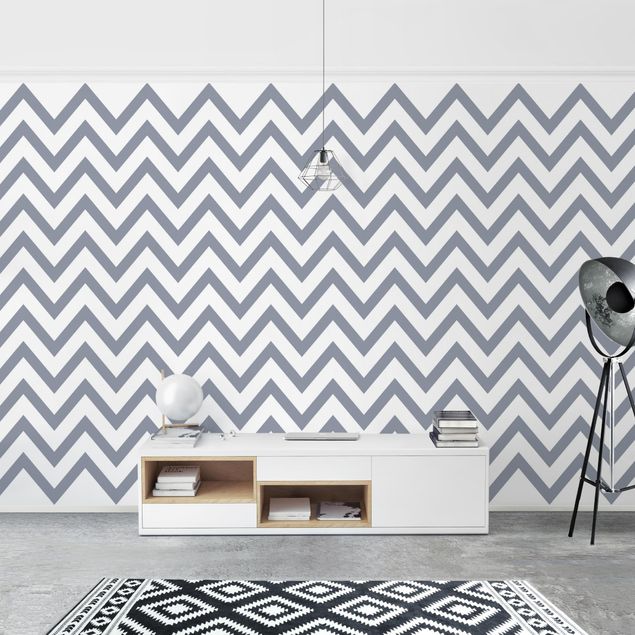 Contemporary wallpaper Grey White Zigzag