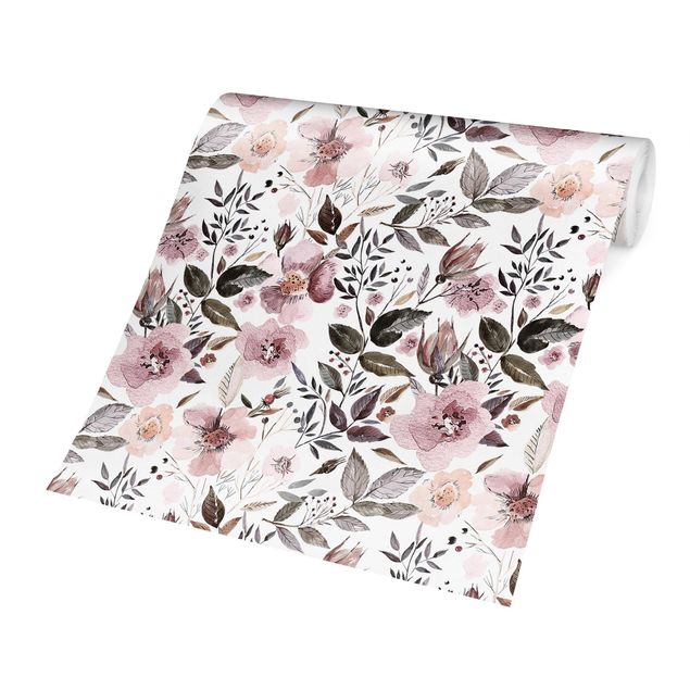 Wallpapers grey Gray Leaves With Watercolour Flowers