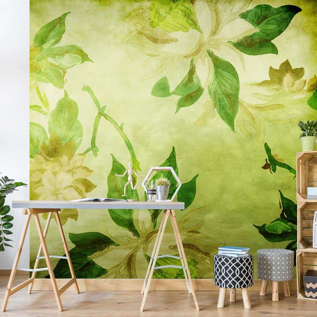 Self adhesive wallpapers Green Blossoms