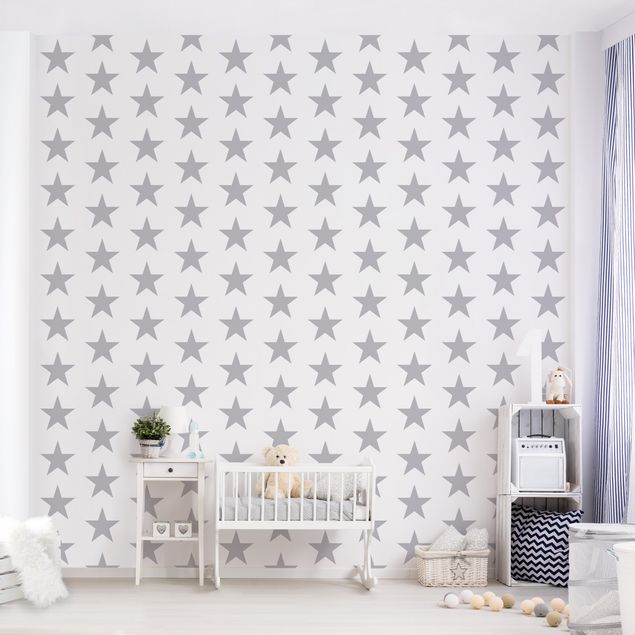 Wallpapers patterns Large Grey Stars On White