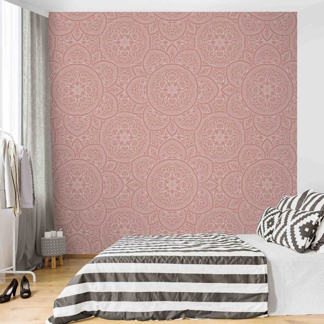 Modern wallpaper designs Large Mandala Pattern In Antique Pink
