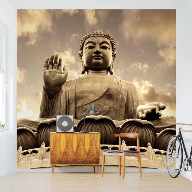 Retro wallpaper Big Buddha Sepia