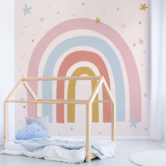 Modern wallpaper designs Big Rainbow With Stars And Dots