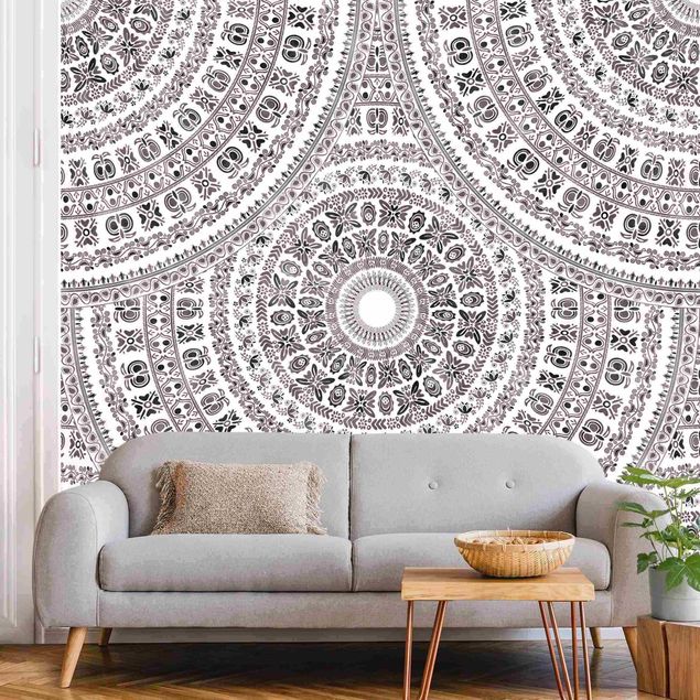 Wallpapers patterns Large Boho Mandala in Brownish Black ll