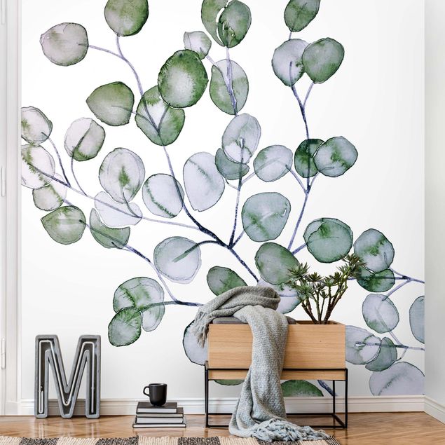 Wallpapers modern Green Watercolour Eucalyptus Branch