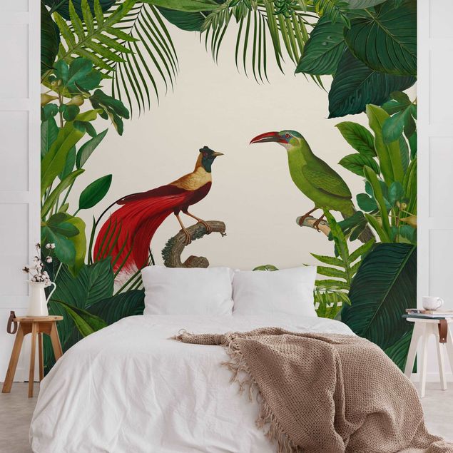 Wallpapers flower Green Paradise With Tropical Birds