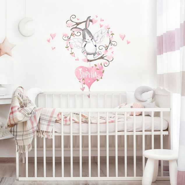 Heart wall decal Hare angel with desired names