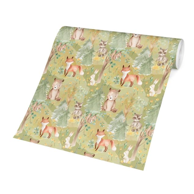 Wallpapers green Rabbit And Fox On Green Meadow