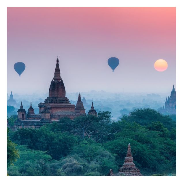 Self adhesive wallpapers Hot-Air Balloon Above Temple Complex