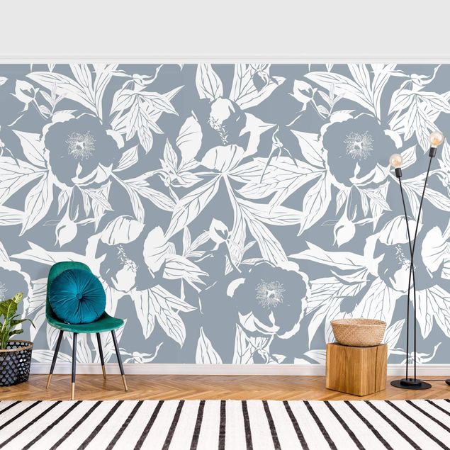 Wallpapers modern Light Blue Sea Of Flowers